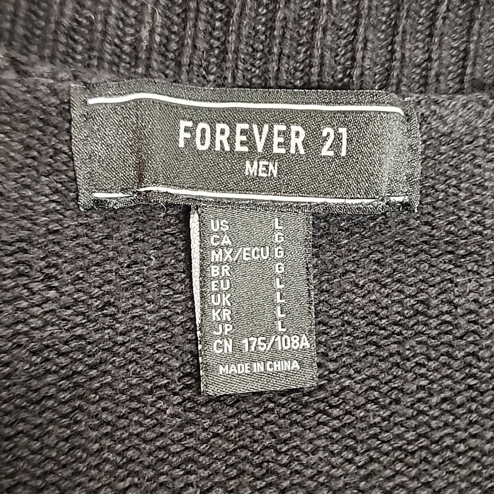 Forever 21 Vintage Mens Black Minimalist Big Button Down Cardigan SzL Handsome - Picture 6 of 10